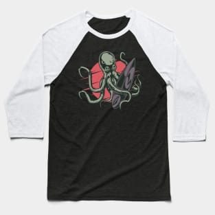 Surfing Octopus Baseball T-Shirt